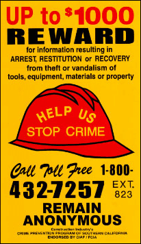 HELP US STOP CRIME Call Toll Free 1-800-432-7257